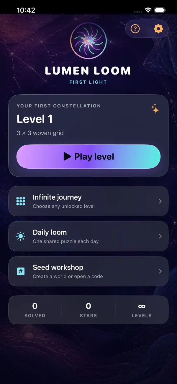 Lumen Loom home screen