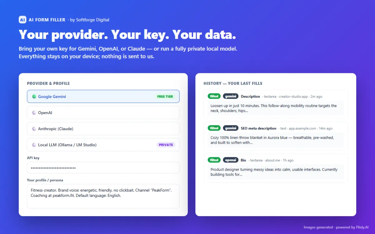 AI Form Filler Chrome extension screenshot 1